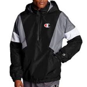 Champion Anorak Black and‎ Gray Half Zip Pullover Jacket Men’s Size XL